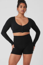 Alolux Cropped Me Time Cardigan – Black