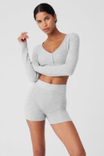 Alolux Cropped Me Time Cardigan – Athletic Heather Grey - Image 3