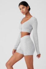 Alolux Cropped Me Time Cardigan – Athletic Heather Grey