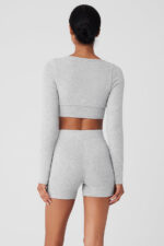Alolux Cropped Me Time Cardigan – Athletic Heather Grey - Image 2