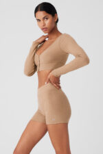 Alolux Cropped Me Time Cardigan – Toasted Almond - Image 2