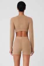 Alolux Cropped Me Time Cardigan – Toasted Almond