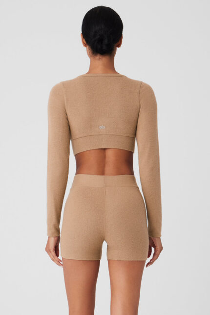Alolux Cropped Me Time Cardigan – Toasted Almond