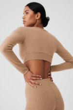 Alolux Cropped Me Time Cardigan – Toasted Almond - Image 5