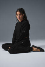 Cable Knit Winter Bliss Hoodie – Black