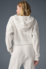 Cable Knit Winter Bliss Hoodie – Ivory - Image 4