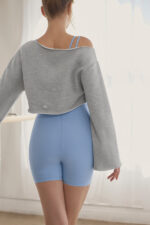 Cropped Barre Shoulder Coverup – Athletic Heather Grey - Image 3