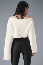 Cropped Barre Shoulder Coverup – Ivory - Image 3
