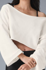 Cropped Barre Shoulder Coverup – Ivory - Image 4