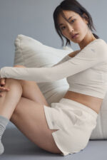 Asymmetric Sheer Glow Long Sleeve – Ivory - Image 3