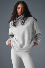 Hazy Mock Neck Pullover – Athletic Heather Grey - Image 4