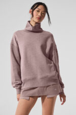 Hazy Mock Neck Pullover – Mushroom Heather - Image 4