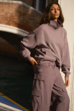 Hazy Mock Neck Pullover – Mushroom Heather - Image 3
