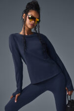 Airbrush Winter Warm Nocturne Long Sleeve – Navy - Image 2