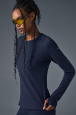 Airbrush Winter Warm Nocturne Long Sleeve – Navy - Image 3
