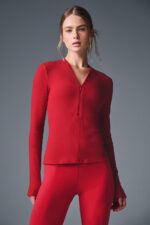 Ribbed Mesmerize Long Sleeve – Bold Red - Image 3