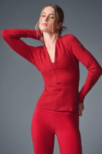 Ribbed Mesmerize Long Sleeve – Bold Red - Image 5