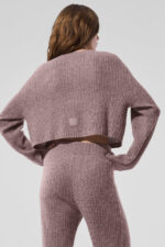 Cashmere Plush Waffle Cardigan – Mushroom Heather - Image 3