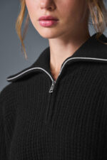Cashmere Plush Waffle 1/4 Zip Pullover – Black - Image 3