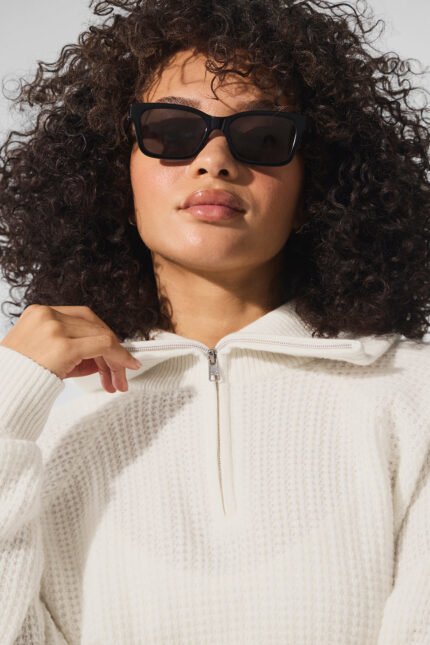 Cashmere Plush Waffle 1/4 Zip Pullover – Ivory