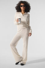 Cashmere Plush Waffle 1/4 Zip Pullover – Ivory - Image 4