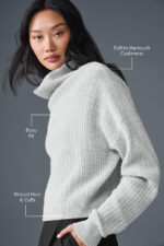 Cashmere Plush Waffle Turtleneck Pullover – Athletic Heather Grey - Image 2