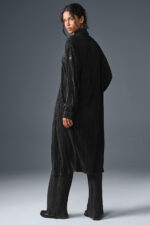 Micro Plisse Shirt Dress – Black - Image 2