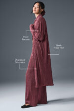 Micro Plisse Shirt Dress – Burgundy Truffle - Image 4
