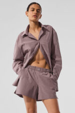Pinstripe Daylight Button Down Long Sleeve – Mushroom/Ivory - Image 2
