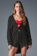 Cable Knit Winter Bliss Cardigan – Dark Heather Grey