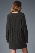 Cable Knit Winter Bliss Cardigan – Dark Heather Grey - Image 5