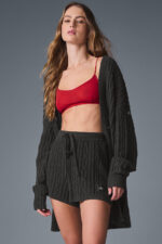 Cable Knit Winter Bliss Cardigan – Dark Heather Grey - Image 2