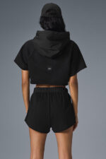 Cropped In The Air Short Sleeve Hoodie – Black