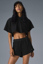 Cropped In The Air Short Sleeve Hoodie – Black - Image 3
