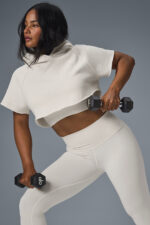 Cropped In The Air Short Sleeve Hoodie – Ivory - Image 3