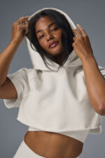 Cropped In The Air Short Sleeve Hoodie – Ivory - Image 2