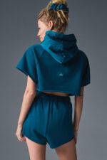 Cropped In The Air Short Sleeve Hoodie – Eclipse Blue - Image 4