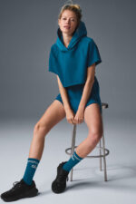 Cropped In The Air Short Sleeve Hoodie – Eclipse Blue - Image 3