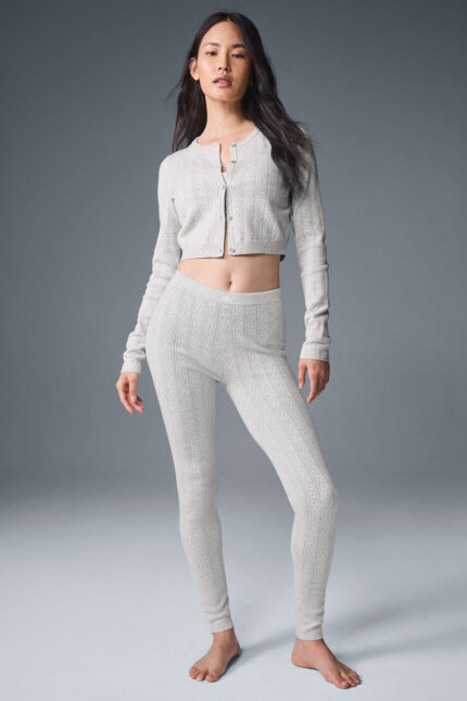 Pointelle Sweater Be Mine Cardigan – Light Grey Heather