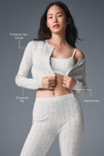 Pointelle Sweater Be Mine Cardigan – Light Grey Heather - Image 3