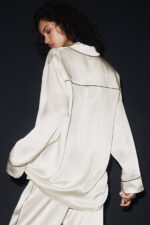 Courchevel Silk Button Down – Ivory/Black - Image 5
