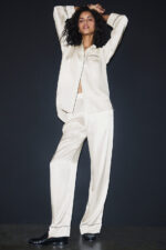 Courchevel Silk Button Down – Ivory/Black