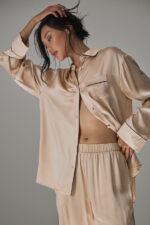 Courchevel Silk Button Down – Champagne Pop/Black - Image 3
