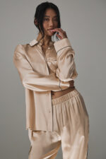 Courchevel Silk Button Down – Champagne Pop/Black - Image 4