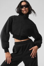 Polar Fleece Cropped Wintry Mix Jacket – Black - Image 5
