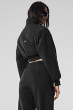 Polar Fleece Cropped Wintry Mix Jacket – Black - Image 3