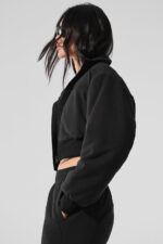Polar Fleece Cropped Wintry Mix Jacket – Black - Image 2