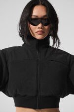 Polar Fleece Cropped Wintry Mix Jacket – Black - Image 4