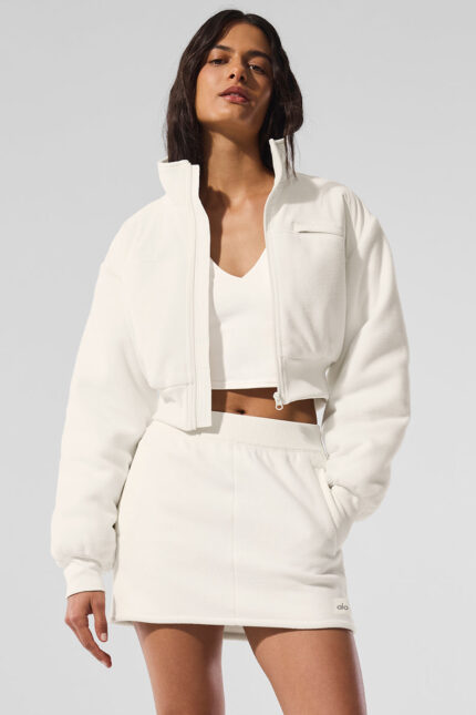 Polar Fleece Cropped Wintry Mix Jacket – Ivory