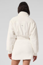 Polar Fleece Cropped Wintry Mix Jacket – Ivory - Image 3